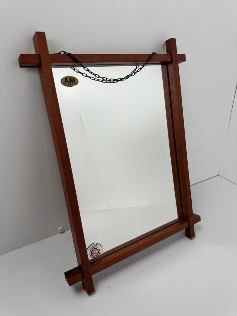 Danish Teak Wall Mirror by Gangsø, Denmark, Ophalen, Overige vormen