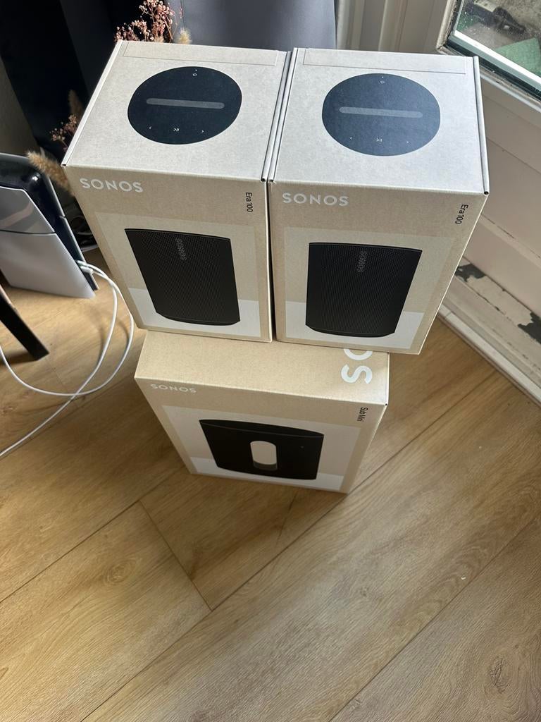 Sonos Era 100 (2x) en Sonos Sub Mini ONGEOPEND!, Ophalen, Nieuw, Complete surroundset, Sonos