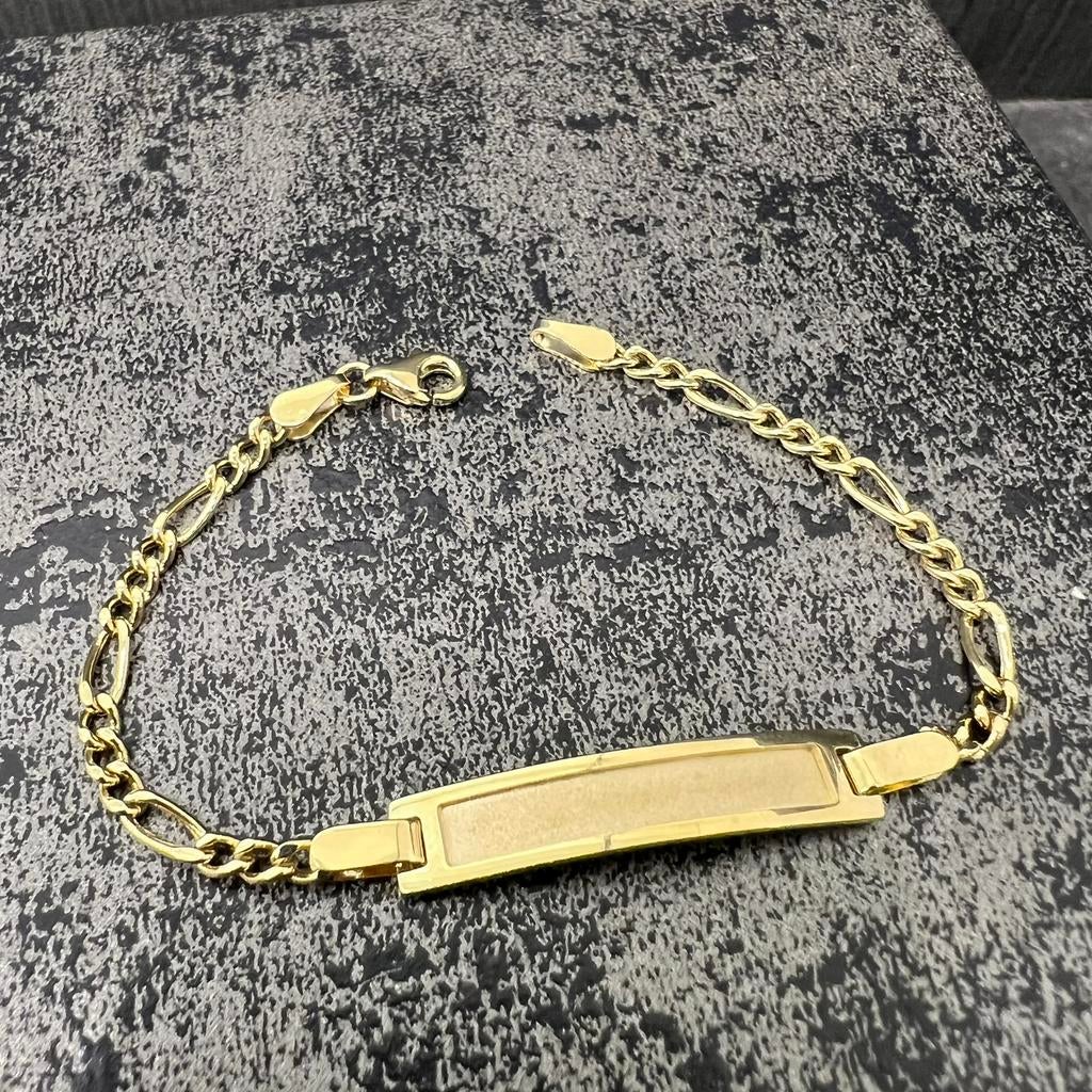 14 karaat gouden baby armband incl graveren, Sieraden, Tassen en Uiterlijk, Armbanden, Ophalen of Verzenden, Nieuw, Goud