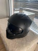 Zwarte Scooterhelm met Demontabel Opzetstuk, Fietsen en Brommers, Brommerhelmen, Ophalen, Gebruikt