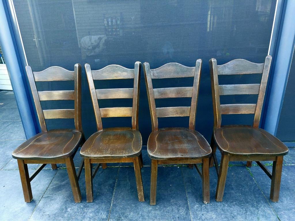 4 eiken stoelen, Huis en Inrichting, Stoelen, Ophalen