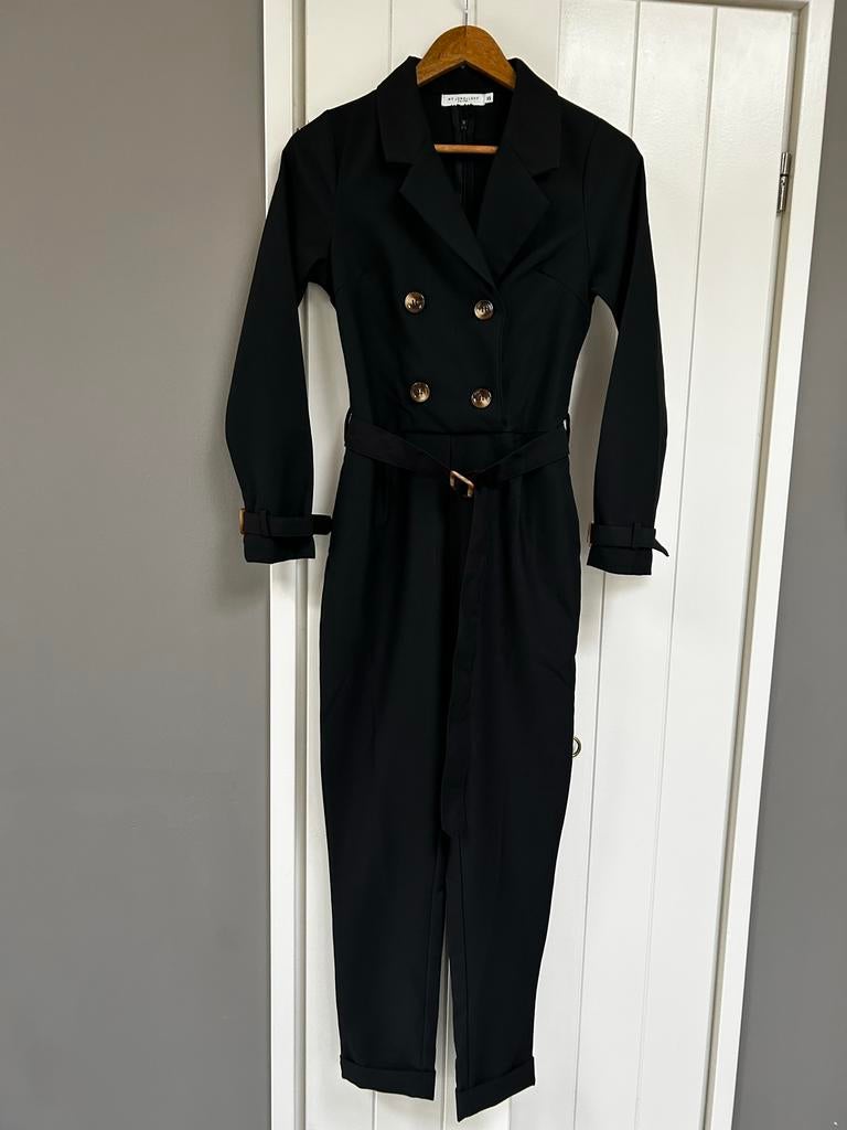 Zwarte jumpsuit met knopen en riem maat XS my jewellery, Ophalen of Verzenden, Nieuw, Maat 34 (XS) of kleiner, Zwart