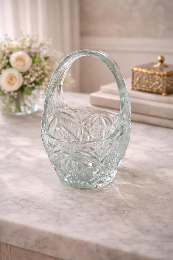 Boheemse vintage kristallen mandje van loodkristal., Ophalen of Verzenden