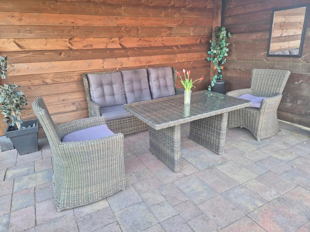 Loungeset met verstelbare bank, Ophalen, Gebruikt, Wicker, Bank