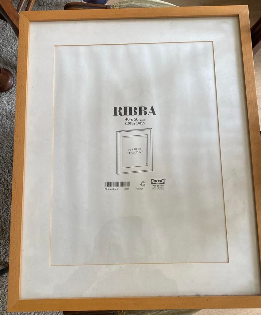 Nieuwe Ribba fotolijst Ikea met passe partout 30x40, Ophalen, Zo goed als nieuw, Hout, Minder dan 50 cm