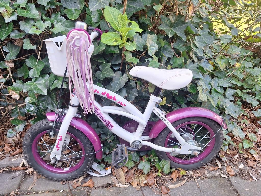 12 inch kinderfiets met zijwieltjes, Fietsen en Brommers, Fietsen | Kinderfietsjes, Ophalen, Gebruikt, Minder dan 16 inch, Zijwieltjes