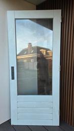 Hardhouten Buitendeur met Driepuntsluiting en Glas, Doe-het-zelf en Verbouw, Deuren en Horren, Ophalen, Gebruikt, 80 tot 100 cm