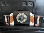 Art Deco Marmeren Schouwklok met Zijstukken, Ophalen of Verzenden