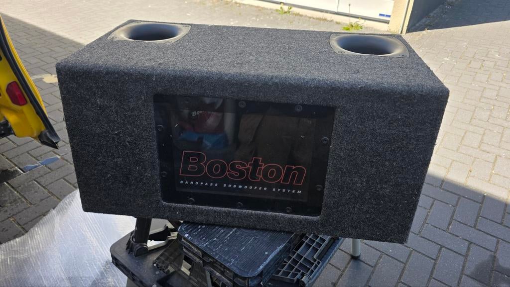 Boston 10 inch dubbele subwoofer in bandpass behuizing, Ophalen of Verzenden, Gebruikt