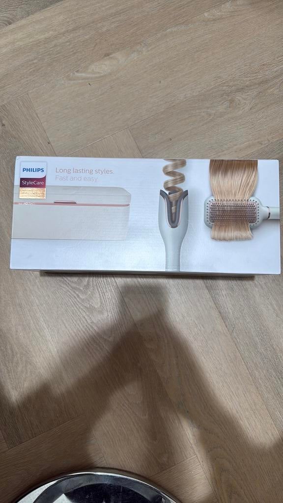 Automatische krultang + verwamde stijlborstel, Gehele gezicht, Wit, Nieuw, Ophalen of Verzenden