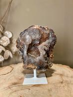 Druzy rots agaat op witte stalen voet, Ophalen of Verzenden, Mineraal