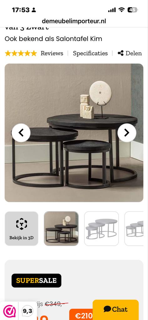 Zwart mango houten meubels: ladekast, tv-meubel, salontafels, Huis en Inrichting, Kasten | Ladekasten, Verzenden, Gebruikt, Overige houtsoorten
