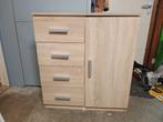 Ladekast TAPDRUP 4 lades 1 deur licht eiken kleur, Ophalen, 50 tot 100 cm, 3 of 4 laden, Minder dan 100 cm