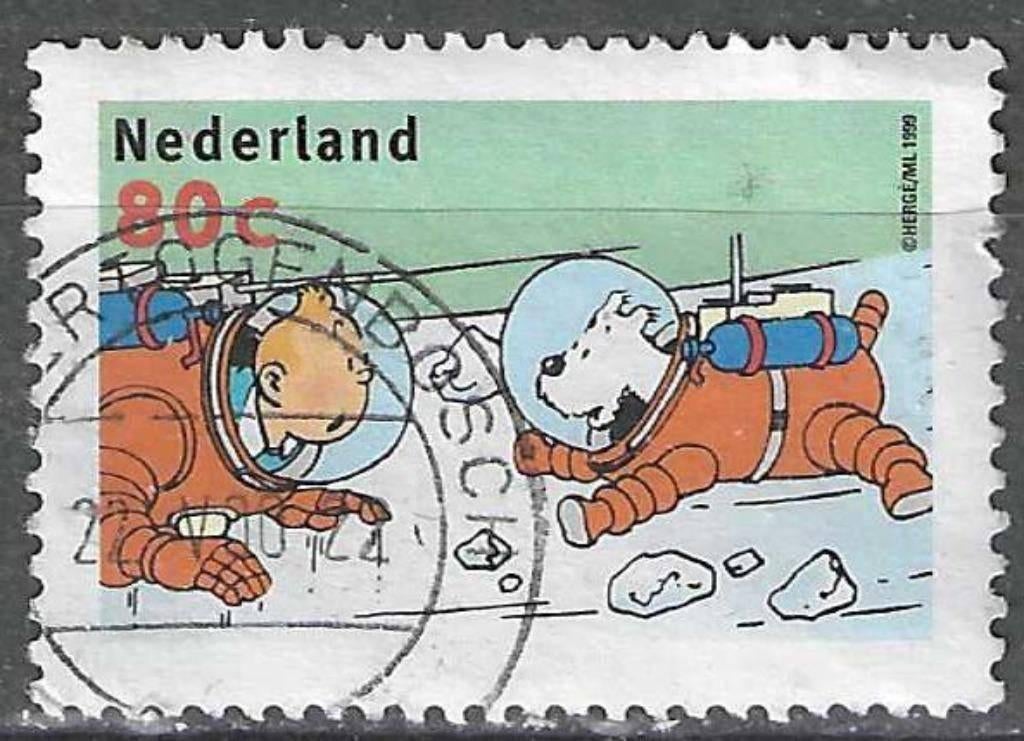Nederland 1999 - Yvert 1711 - Kuifje op de maan (ST), Verzenden, Gestempeld