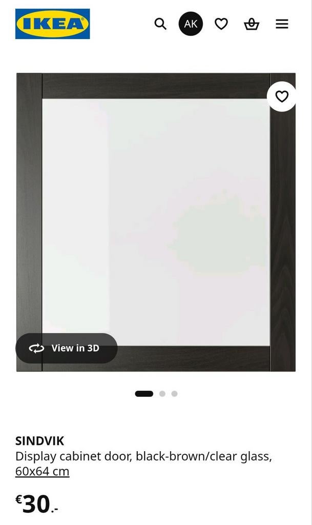 IKEA SINDVIK cabinet door / vitrinedeur, 60x64 cm, 2 st, Ophalen, Gebruikt