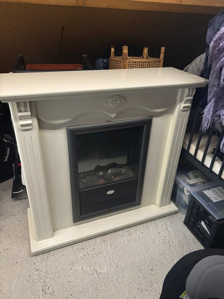 Schouw met elektrische haard, Huis en Inrichting, Haarden, Ophalen, Gebruikt, Vrijstaande haard, Elektrische haard