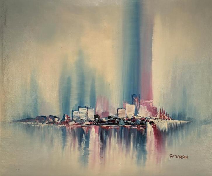 299. Olieverfschilderij, Patricia Larsen, Antiek en Kunst, Kunst | Schilderijen | Abstract, Ophalen of Verzenden