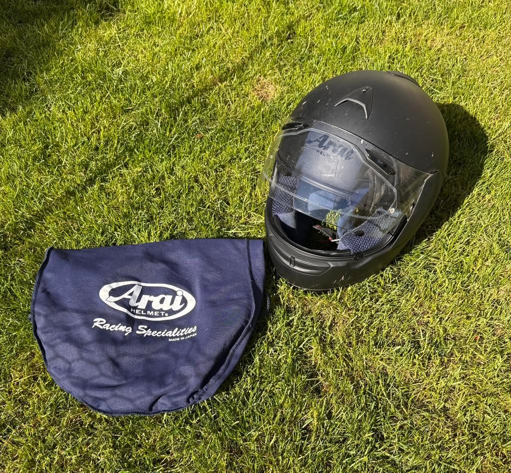 Arai integraalhelm mat zwart met vizier - Maat L, Motoren, Arai, Heren, Ophalen of Verzenden, Integraalhelm