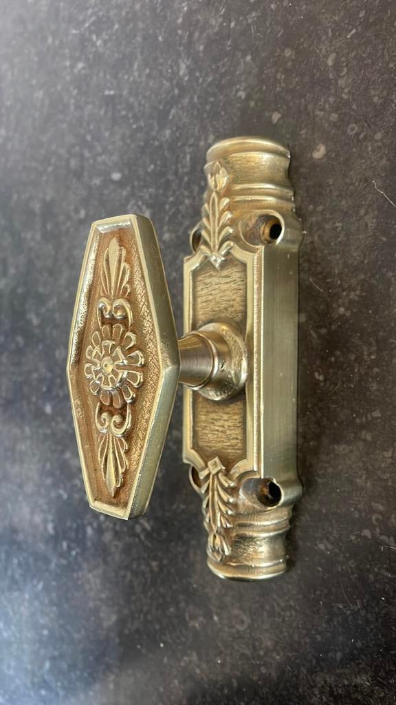 1x Krukespagnolet Frans Messing ANTIEK Goud raam espagnolet, Ophalen of Verzenden