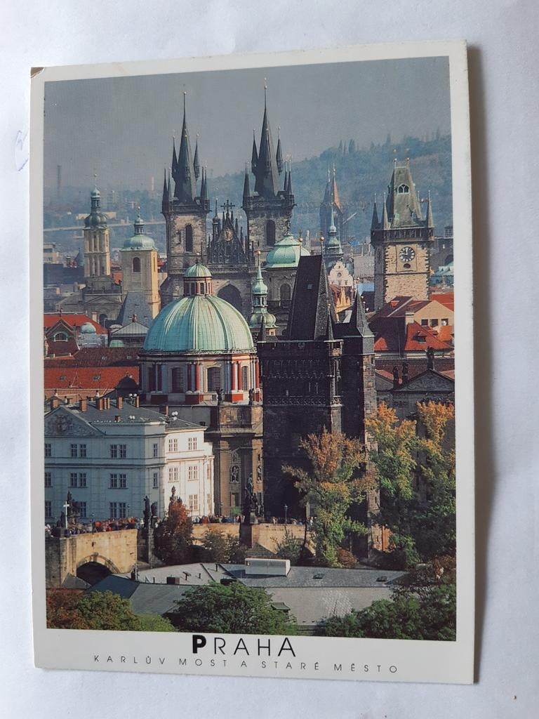 Vintage Ansichtkaart Praag - Karlův Most a Staré Město, Verzamelen, Ansichtkaarten | Buitenland, Ophalen of Verzenden