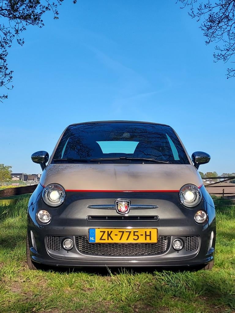 Fiat 500 1.4 T-jet Abarth C  Cabriolet AUT 2014 Grijs, Zwart, Cabriolet, 49 €/maand, Leder