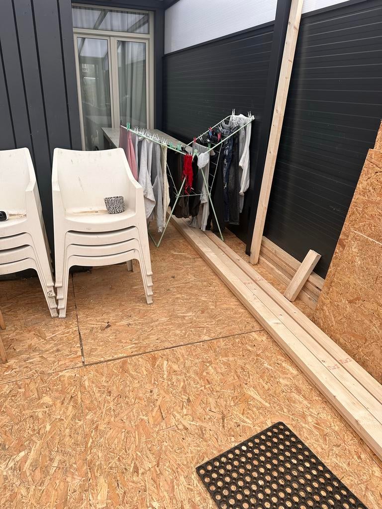 6 balken 4 meter lang, 10 cm x 4,8 cm, Doe-het-zelf en Verbouw, Hout en Planken, Ophalen, Gebruikt, 25 tot 50 mm, 300 cm of meer