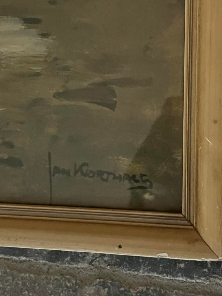 Jan Korthals - werk van Amsterdamse gracht, Antiek en Kunst, Kunst | Schilderijen | Klassiek, Ophalen of Verzenden