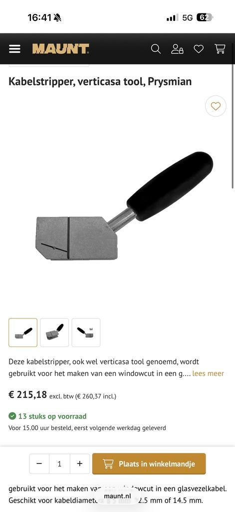 Kabelstripper Verticasa Tool Prysmian voor Glasvezelkabels, Doe-het-zelf en Verbouw, Elektra en Kabels, Ophalen of Verzenden, Zo goed als nieuw