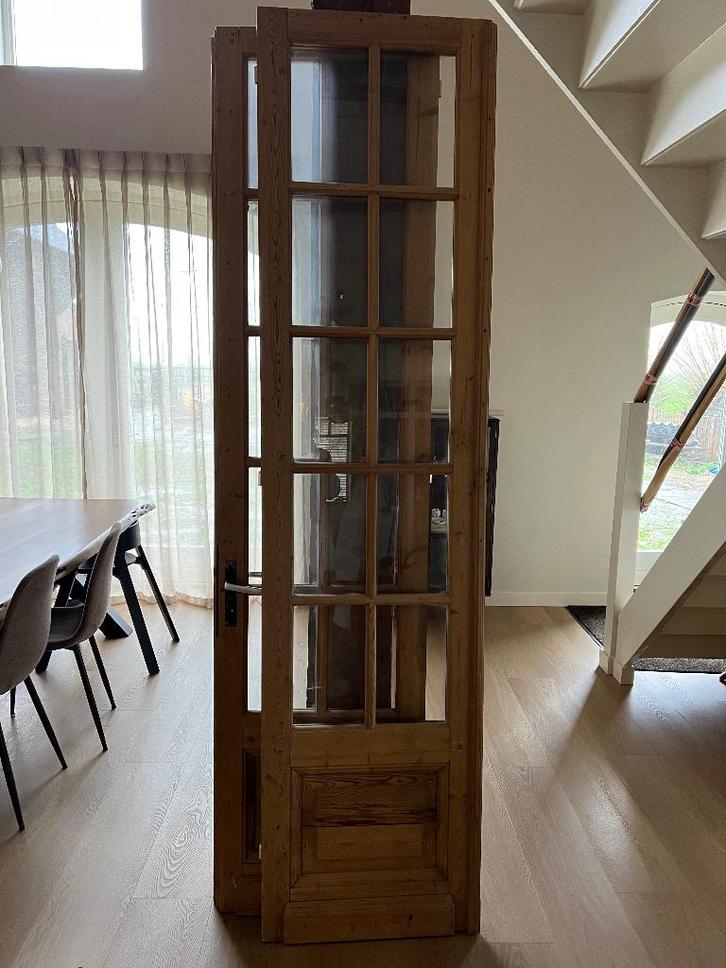Oude antieke dubbele deuren, Doe-het-zelf en Verbouw, Deuren en Horren, Gebruikt, Binnendeur, 215 cm of meer, 100 tot 120 cm, Glas