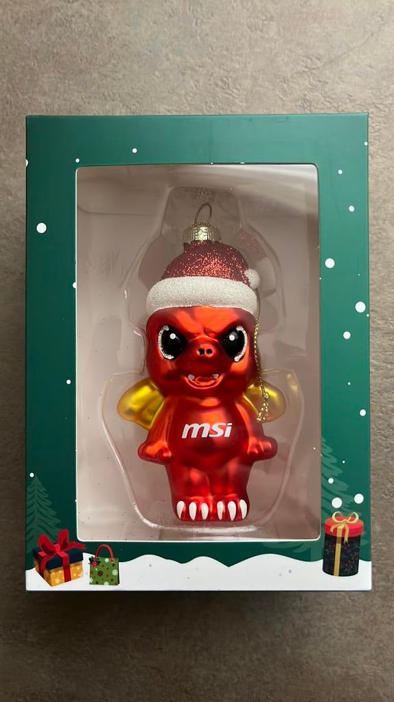 MSI kerstbal rood, Ophalen of Verzenden, Zo goed als nieuw, Beeldje of Figuurtje