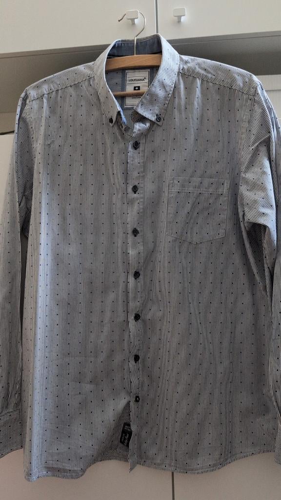 Blauw gestreept overhemd (Louisiana) maat XL, Kleding | Heren, Blauw, Ophalen of Verzenden, Zo goed als nieuw, Halswijdte 43/44 (XL)