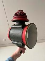 Antieke spoorweglantaarn decoratie rood groen trein, Ophalen of Verzenden