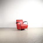 1x Leolux Scylla Fauteuil Rood Leer – Chroom