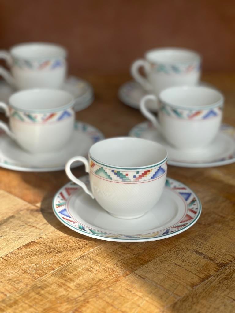 Villeroy & Boch - Indian Look - 5x koffiekop en schotel, Huis en Inrichting, Keuken | Servies, Ophalen of Verzenden, Porselein