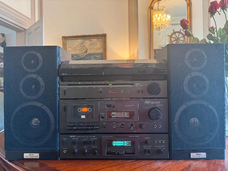 Akai Stereo Toren Set Platenspeler Tuner Cassettedeck '80, Audio, Tv en Foto, Stereo-sets, Gebruikt, Cassettedeck, Tuner of Radio