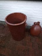 Antieke bloempot(bak)kruik grote antieke bloembak, Ophalen, Gebruikt, Rond, Metaal