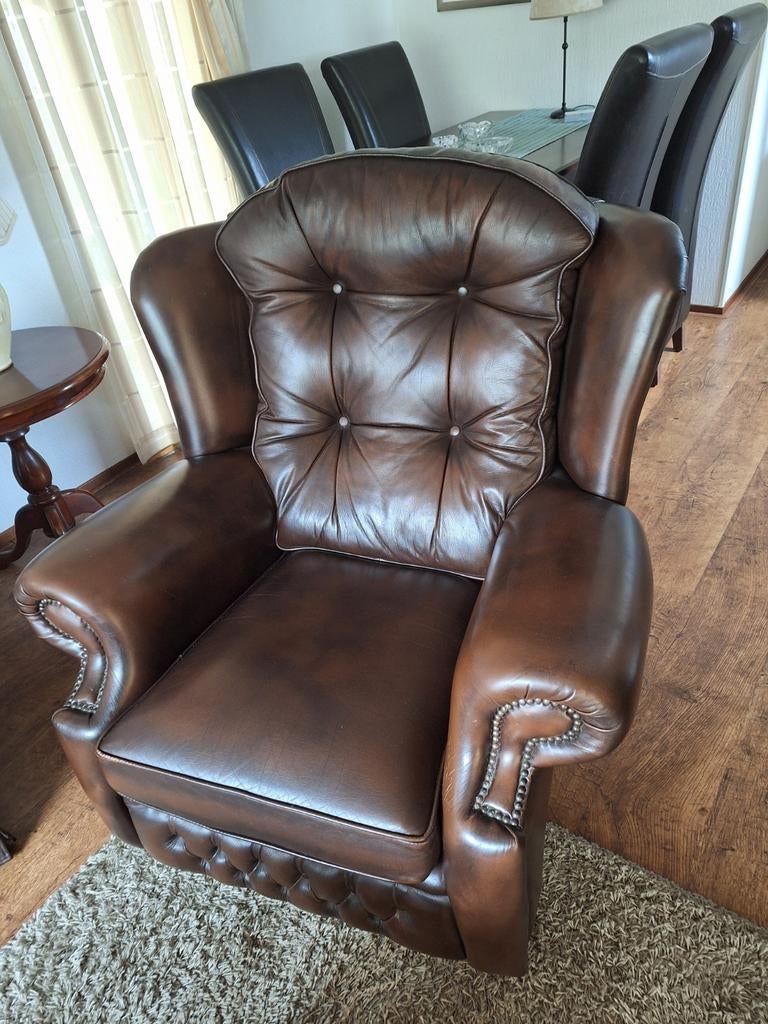 Bank+stoel chesterfield/als nieuw, Ophalen, Zo goed als nieuw, 75 tot 100 cm