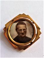 Antieke doublé fotobroche Medaillon Geometrisch Design (608), Ophalen, Overige materialen, Broche