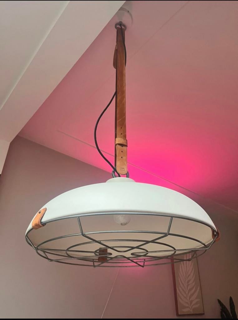 Industriele hanglamp loods5 beige, Ophalen of Verzenden, Zo goed als nieuw, Minder dan 50 cm