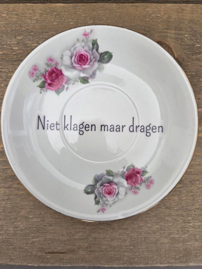 Uniek Sierbordje / Schoteltje met Tekst., Ophalen of Verzenden