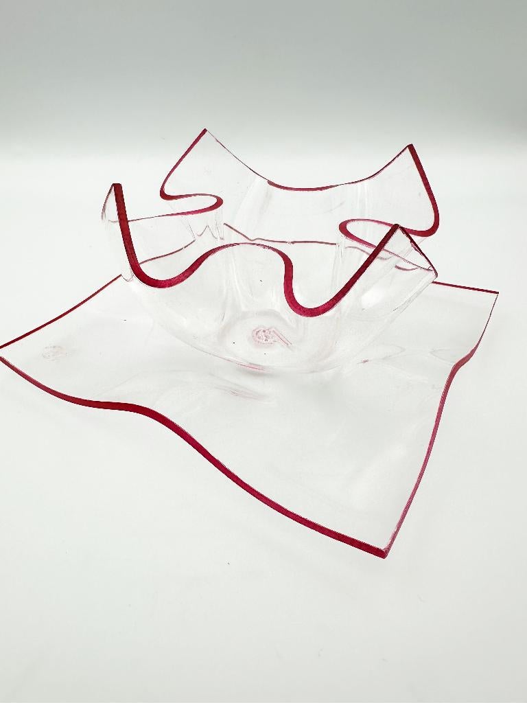 70s Space Age plexiglas schaal en schotel, Schaal, Ophalen of Verzenden, Overige vormen, Glas
