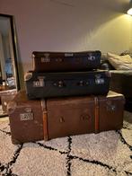 Vintage koffer set (decoratie) | Bruine vintage koffers (3), Ophalen of Verzenden, Gebruikt
