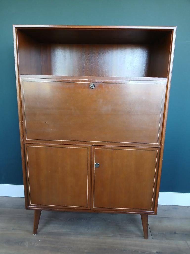 Vintage Secretaire met Klep en Opbergruimte, Ophalen, Gebruikt, Vintage