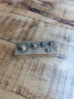 Antieke messing gewichten set in houten blok, Antiek en Kunst, Ophalen