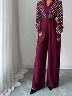 Stijlvolle jumpsuit bordeaux  met stippenprint en ceintuur, Kleding | Dames, Jumpsuits, Maat 38/40 (M), Overige kleuren, Verzenden