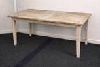 Robuuste eettafel met whitewash afwerking (204x95x76cm), Huis en Inrichting, Tafels | Eettafels, Ophalen, Gebruikt, 200 cm of meer