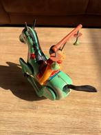 Vintage blikken opwindspeelgoed paard met ruiter, Ophalen of Verzenden