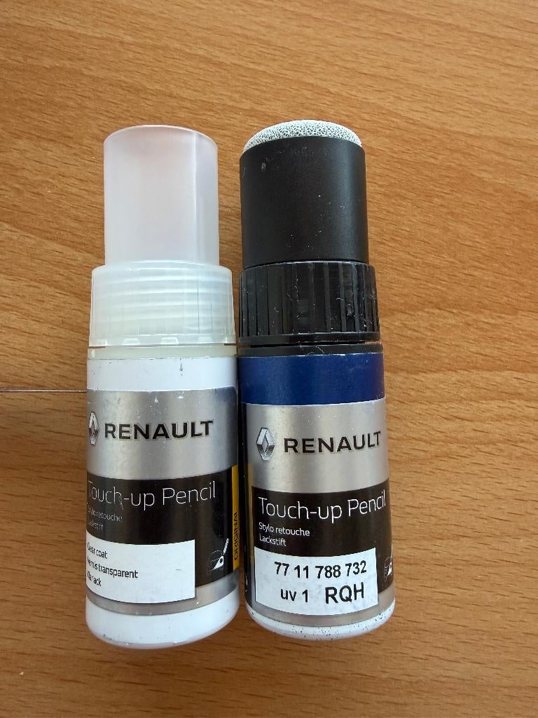 Originele Renault lakstiften - kleur RQH (blauw) +blanke lak, Ophalen of Verzenden