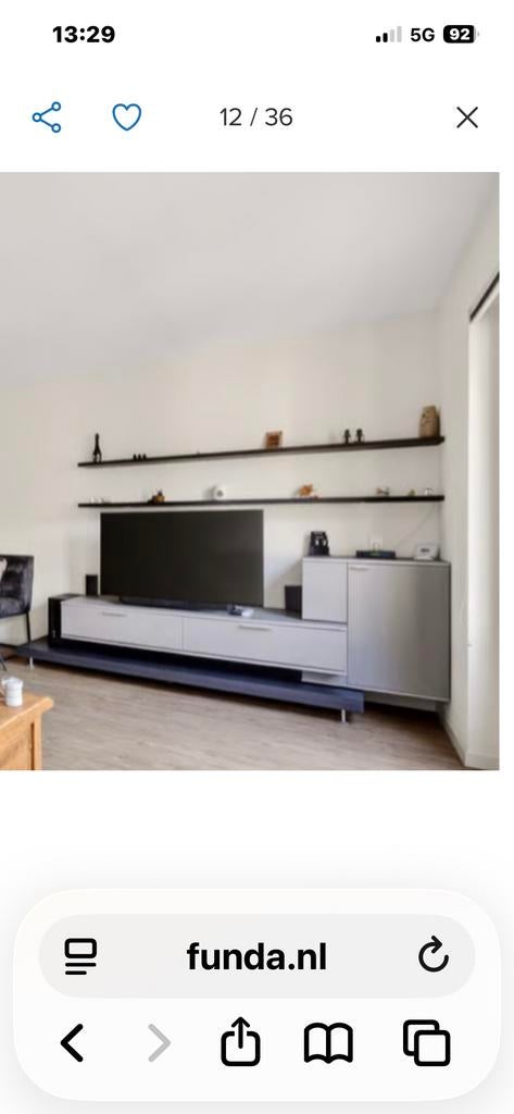 Modern Interstar wandmeubel met tv-kast en planken, Ophalen, Overige materialen, Gebruikt, 200 cm of meer