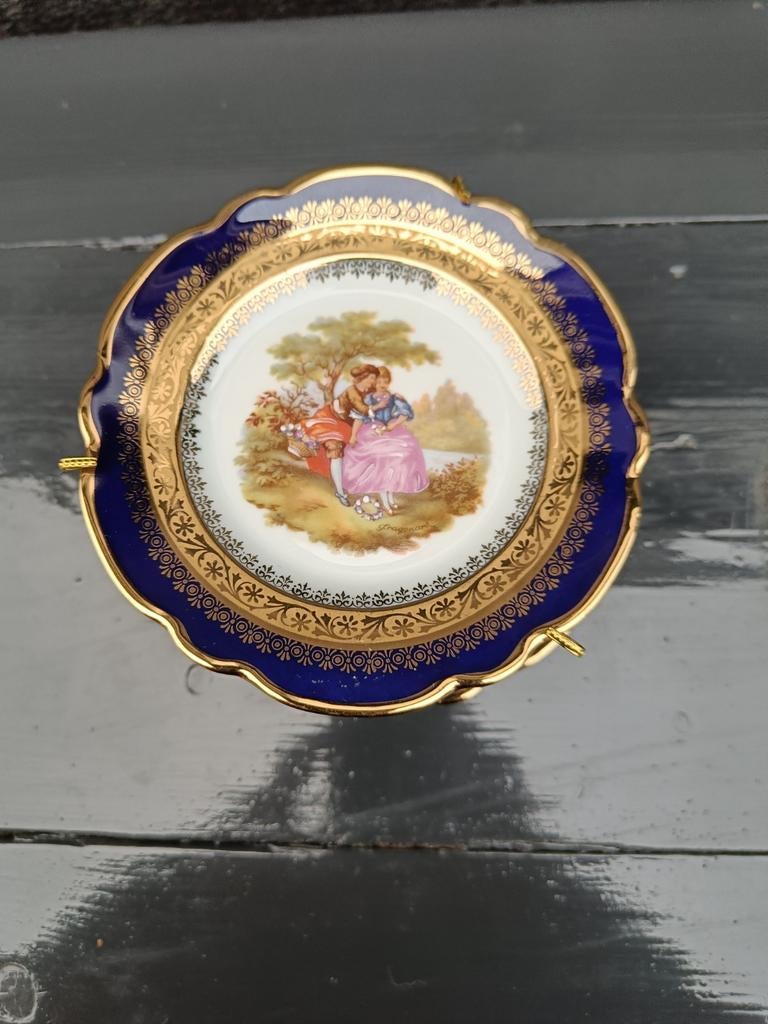 Kobaltblauwe porseleinen bordjes van het merk Rehausse Main., Antiek en Kunst, Ophalen of Verzenden